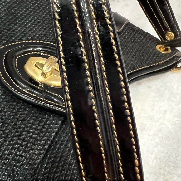 Eric Javits Shenia Black Woven Patent Leather Detail Bag - Picture 7 of 16